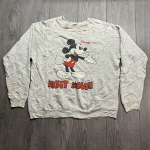 Vintage 80s Mickey Mouse Florida Sweatshirt Sherry Gray Raglan Mens XL Disney
